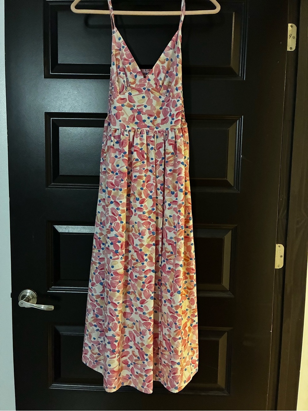 Floral Pink Maxi Dress with Spaghetti Straps